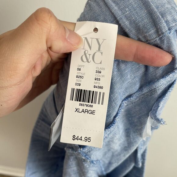 SOHO NY&CO Size XL Pants Blue Waist Tie Tapered Linen Blend NEW NWT - Picture 5 of 7